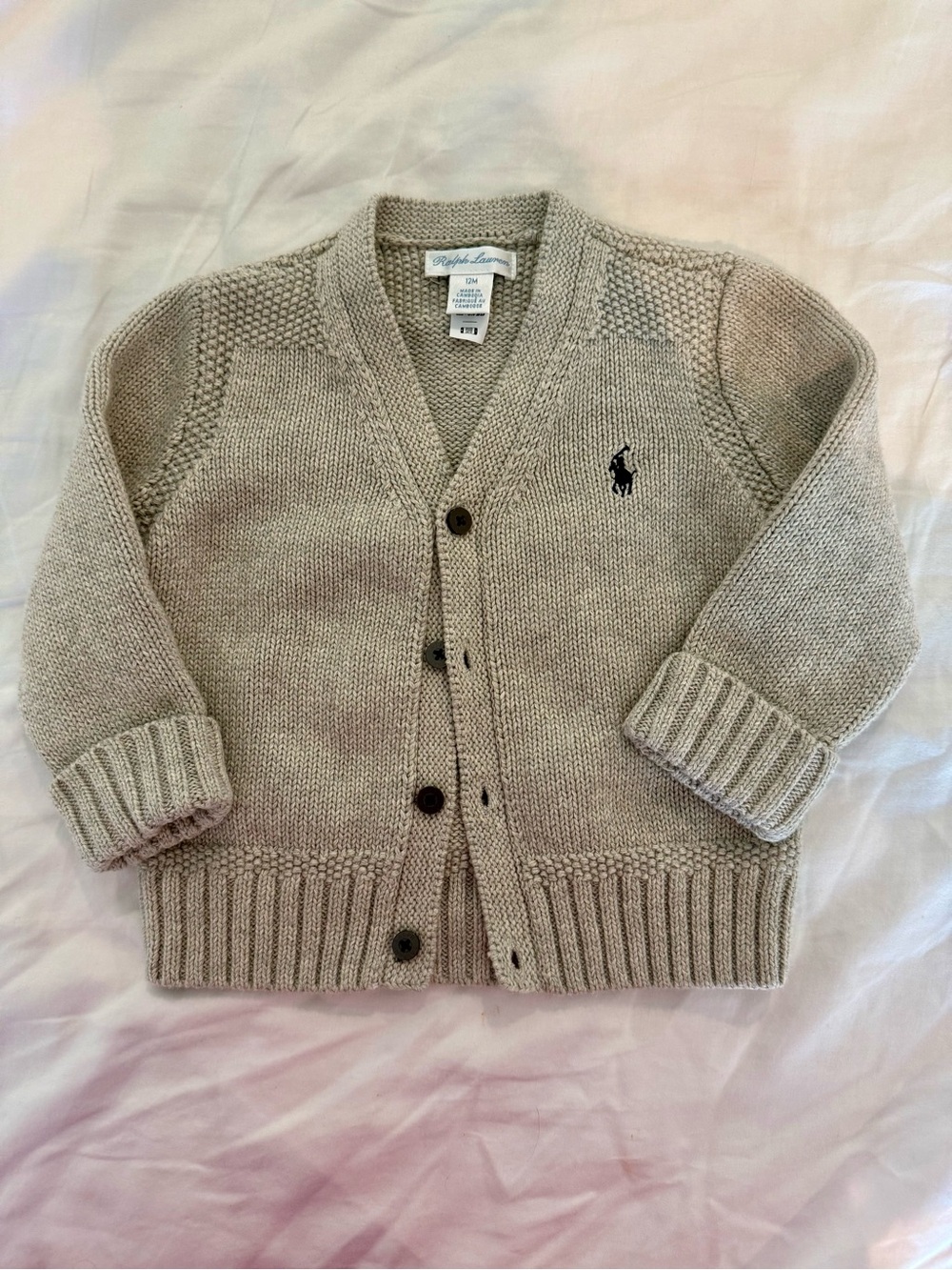 Ralph Lauren Beige Knit Polo Cardigan w